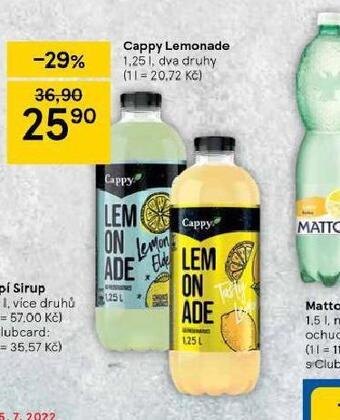 Tesco Cappy lemonade nabídka