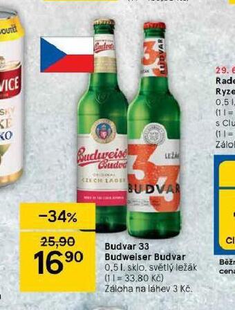 Tesco Pivo budweiser budvar original nabídka
