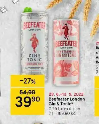 Tesco Beefeater london gin & tonic nabídka