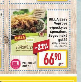 Billa Billa easy vepřové výpečky se špenátem nabídka