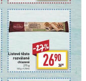 Billa Listové těsto rozválené nabídka