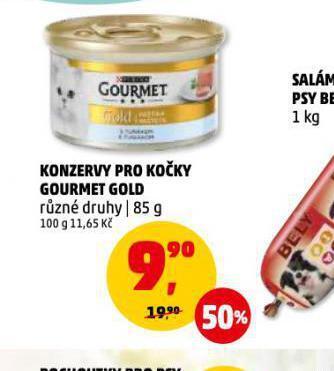 Penny Market Gourmet gold konzerva pro kočky nabídka