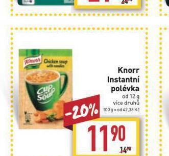 Billa Knorr instantní polévka nabídka