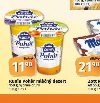 Coop Kunín pohár mléčný dezert nabídka