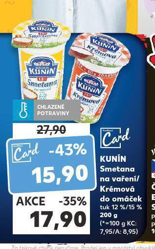 Kaufland Kunín smetana nabídka