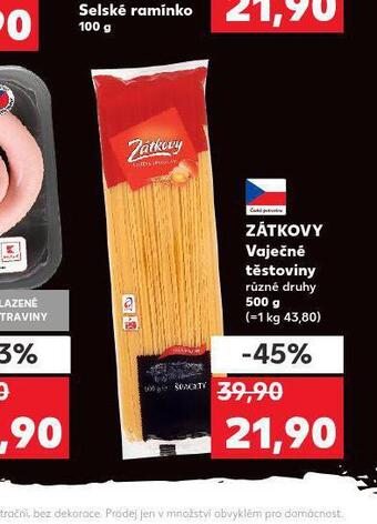 Kaufland Zátkovy vaječné těstoviny nabídka