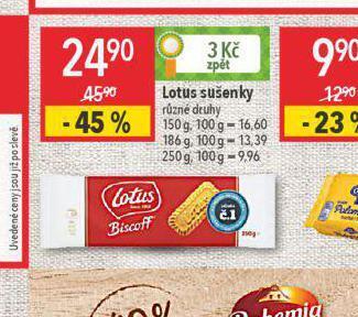 Globus Lotus sušenky nabídka
