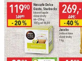 Globus Nescafé dolce gusto, starbucks kapsle nabídka
