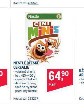 Makro Nestlé dětské cereálie nabídka