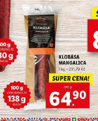Lidl Klobása mangalica nabídka