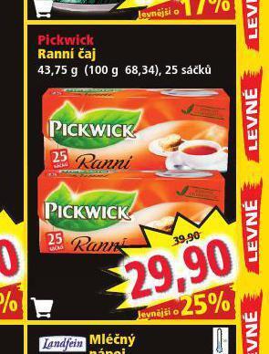 Norma Pickwick ranní čaj nabídka