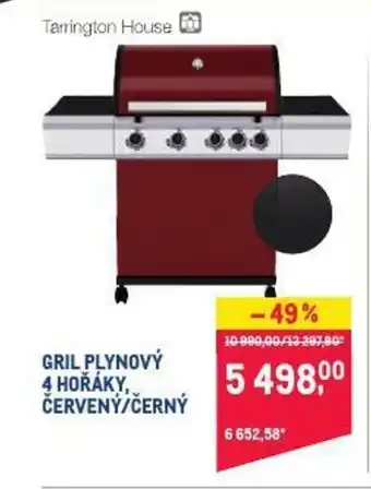 Makro Gril plynový 4 hořáky, červený/černý nabídka
