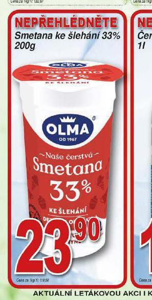 Lidl Olma smetana ke šlehání 33% nabídka