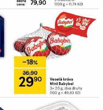 Tesco Veselá kráva mini babybel nabídka