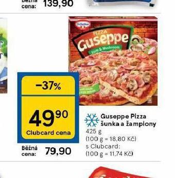 Tesco Guseppe pizza šunka a žampiony nabídka