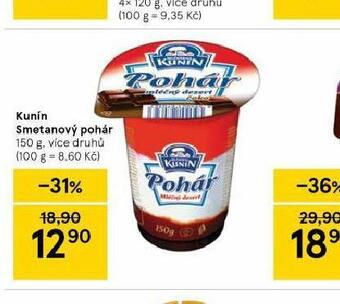 Tesco Kunín smetanový pohár nabídka