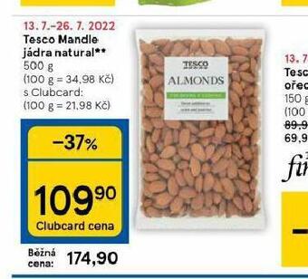Tesco Tesco mandle jádra natural nabídka