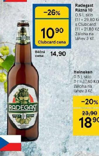Tesco Pivo radegast rázná 10 nabídka
