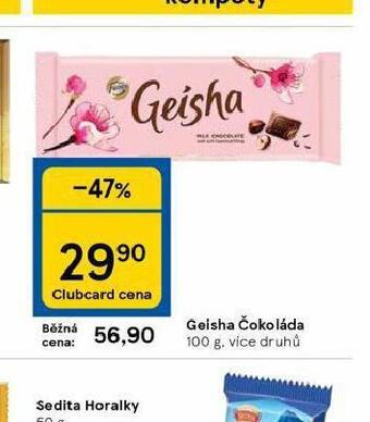 Tesco Geisha čokoláda nabídka