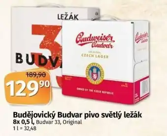 Budějovický Budvar pivo světlý ležák 8 x 0,5 l