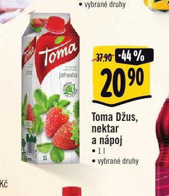 Jip Toma džus, nektar a nápoj nabídka