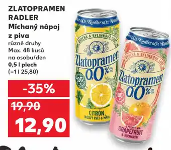 Kaufland Zlatopramen Radler míchaný nápoj z piva 0,5 l nabídka
