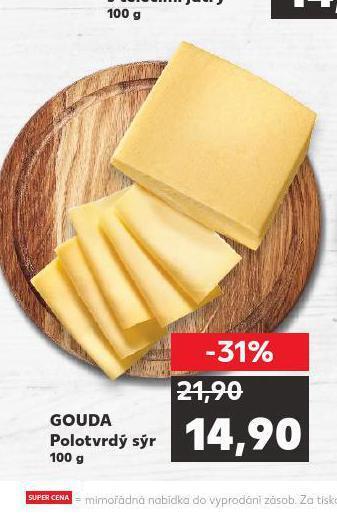 Kaufland Gouda polotvrdý sýr nabídka