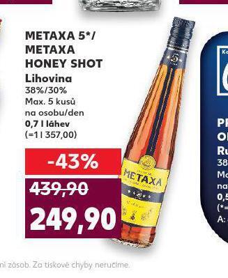 Kaufland Metaxa honey shot nabídka