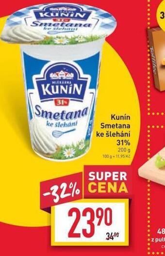 Billa Kunín smetana ke šlehání 31% nabídka
