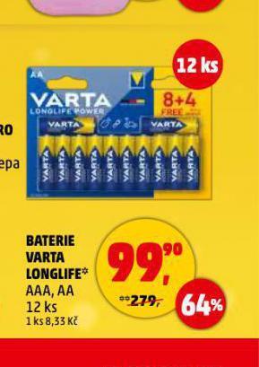 Penny Market Baterie varta longlife nabídka