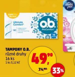 Penny Market O.b. tampony nabídka