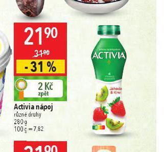 Globus Activia nápoj nabídka