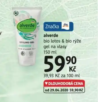 dm drogerie Alverde gel na vlasy nabídka