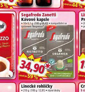 Norma Segafredo zanetti kávové kapsle nabídka