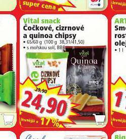 Norma Vital snack čočkové, cizrnové a quinoa chipsy nabídka