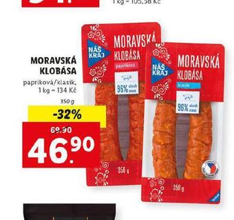 Lidl Moravská klobása nabídka