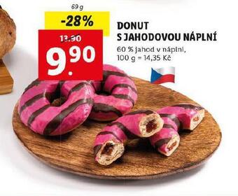 Lidl Donut s jahodovou náplní nabídka