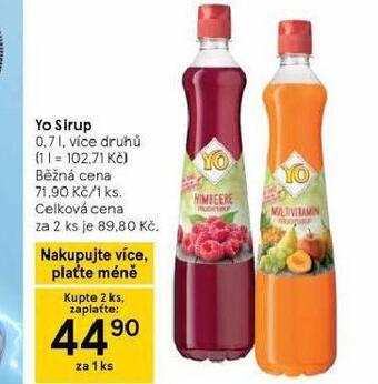 Tesco Yo sirup nabídka