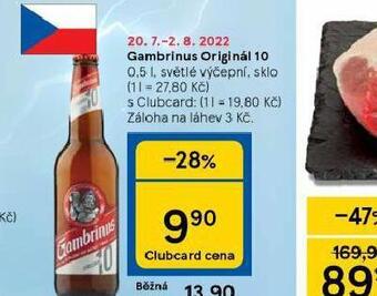Tesco Pivo gambrinus originál nabídka