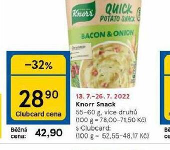 Tesco Knorr snack nabídka