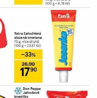 Tesco Tatra zahuštěná slazená smetana nabídka