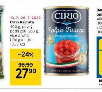 Tesco Cirio rajčata nabídka