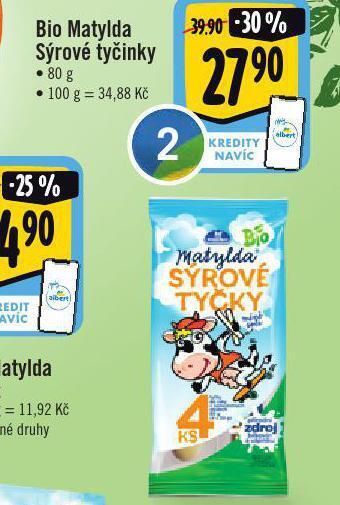 Jip Bio matylda sýrové tyčinky nabídka