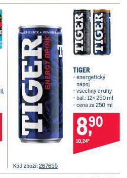 Makro Tiger energy drink nabídka