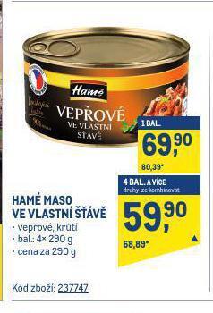 Makro Hamé maso ve vlastní šťávě nabídka