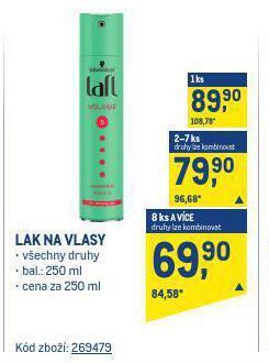 Makro Taft lak na vlasy nabídka