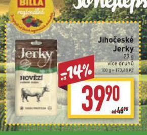 Billa Jihočeské jerky nabídka