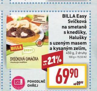 Billa Halušky s uzeným masem nabídka
