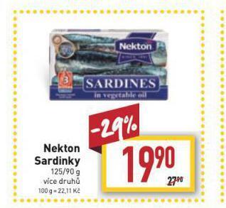 Billa Nekton sardinky nabídka