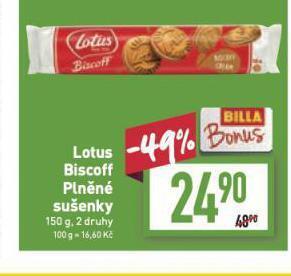 Billa Lotus karamelové sušenky nabídka
